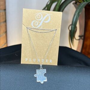 PLUNDER 18” Silver Puzzle Piece necklace New